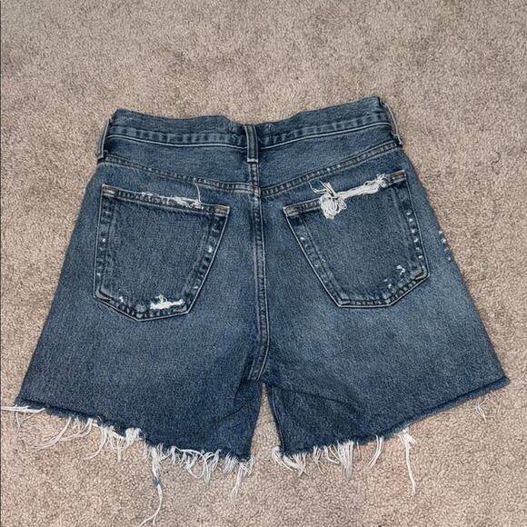 Agolde High Waist Button Fly Distressed Cutt Off Denim Parker Shorts Women's 24 - Picture 3 of 7